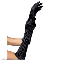 Opera Length Satin Glove With Snap Button Side