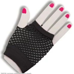80's Black Short Fishnet Adult Gloves