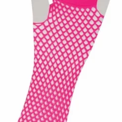 80's Neon Pink Long Fishnet Adult Gloves