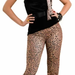 80s Natural Leopard Adult Pants