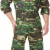Camoflage Jumpsuit & Belt Adult Costume